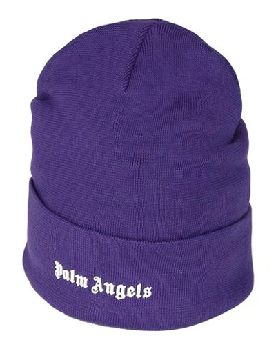 Shop Palm Angels Man Hat Purple Size Onesize Wool, Acrylic
