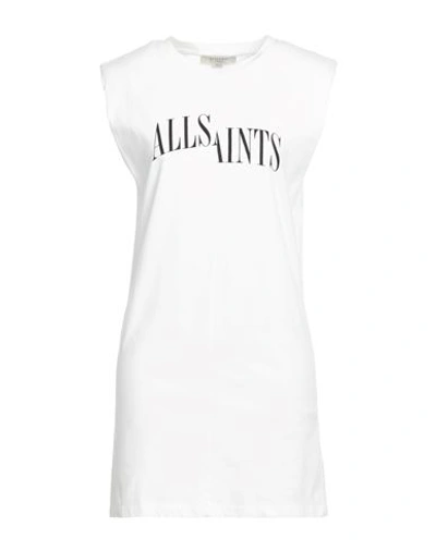 Shop Allsaints Woman Mini Dress Off White Size Xs Cotton