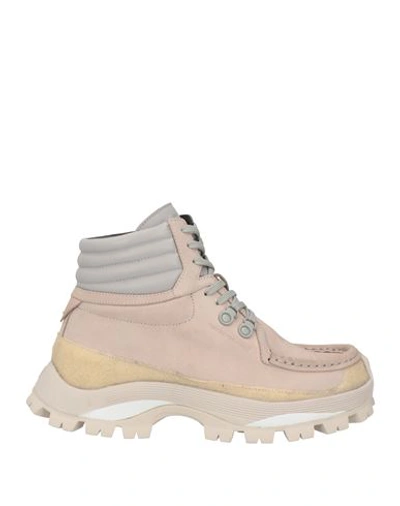 Shop Emporio Armani Man Ankle Boots Light Grey Size 9 Soft Leather, Textile Fibers