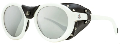 Shop Moncler Unisex Round Sunglasses Ml0046 21c White/black 52mm