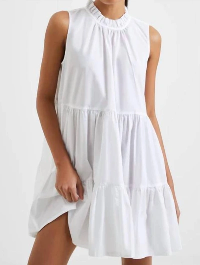 Shop French Connection Rhodes Poplin Sleeveless Tiered Dress In White