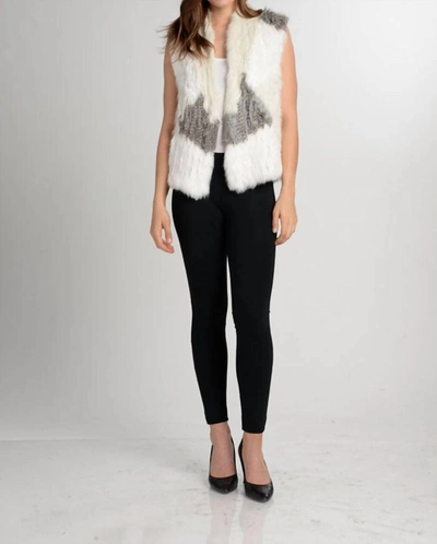 Love Token Jane Genuine Rabbit Fur Vest In Ivory Combo In White
