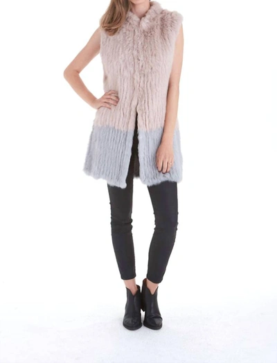 Love Token Alexa Fur Vest In Blush/grey In Multi
