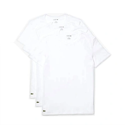 Shop Lacoste Men Essentials 3 Pk Regular Fit Crew Neck T-shirt Base Layer Top In White