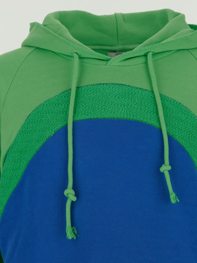 Shop Erl Terry Panels Hooded Sweatshirt In Blue