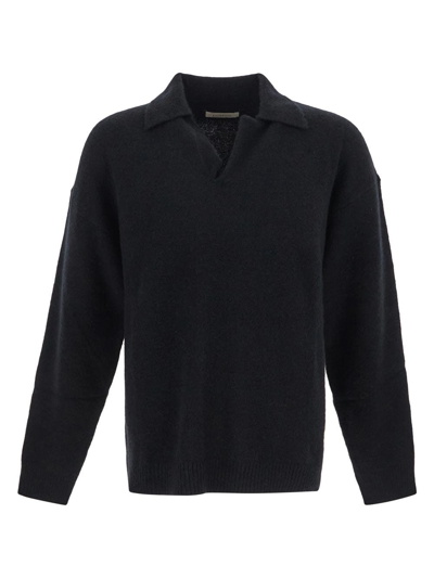 Shop Laneus Polo Neck Knit Sweater In Black