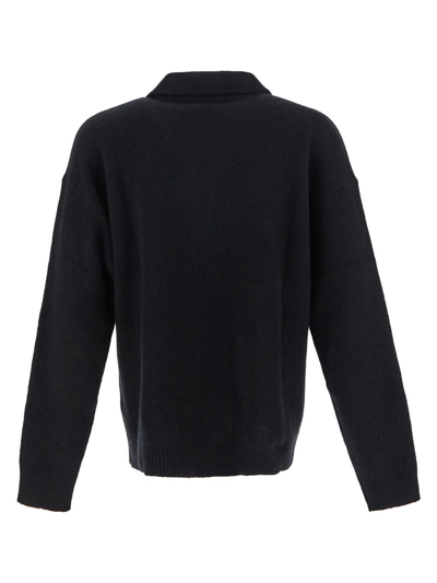 Shop Laneus Polo Neck Knit Sweater In Black