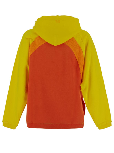 Shop Erl Terry Panels Hooded Sweatshirt In Orange