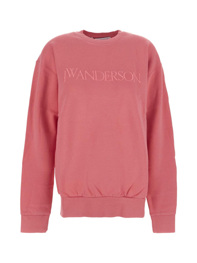 Shop Jw Anderson Logo Embroidery Sweatshirt In Pink
