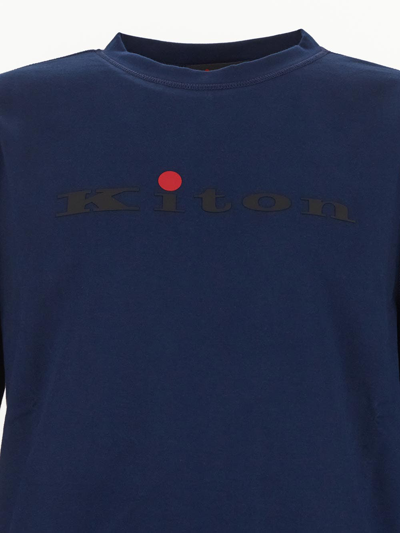 Shop Kiton Logo Print Sweatshirt In Blue