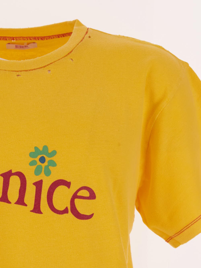 Shop Erl Venice-be Nice T-shirt In Yellow