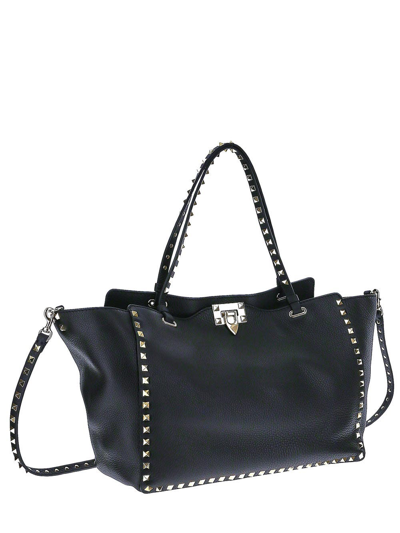 Shop Valentino Rockstud Medium Tote Bag In Black