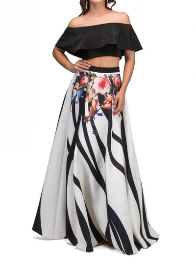 Lucci Lu 2pc Floral Print Gown In Black/print In Multi