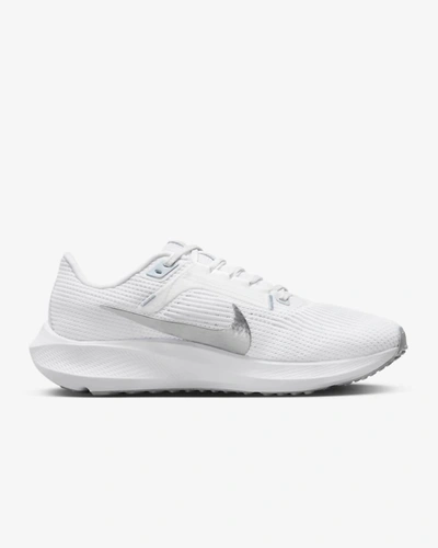 Shop Nike Women's Pegasus 40 Road Running Shoes In White/pure Platinum/metallic Silver In Multi