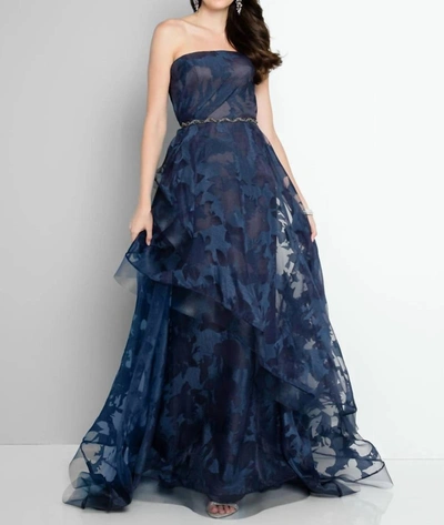 Shop Terani Couture Strapless Prom Dress In Navy In Blue