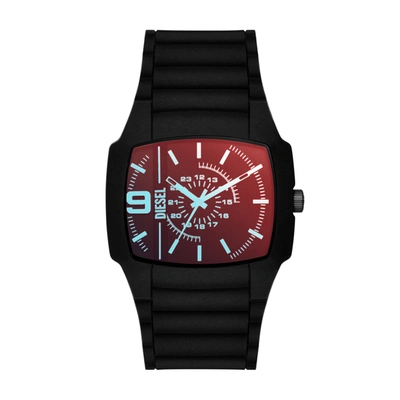 Shop Diesel Men's Three-hand, Black Silicone And Stainless Steel Watch