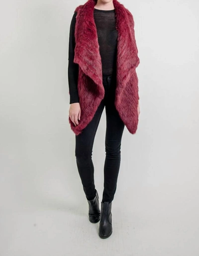 Shop Love Token Chloe Genuine Rabbit Fur Vest In Wine In Pink