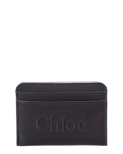 Shop Chloé Sense Leather Card Holder In Black