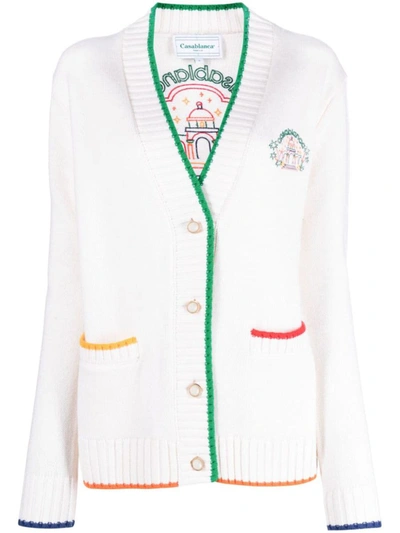 Shop Casablanca Embroidered Cardigan In White