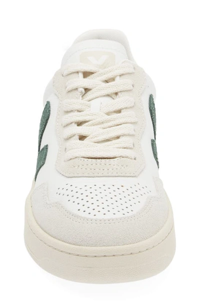 Shop Veja V-90 Leather Sneaker In Extra-white Cyprus