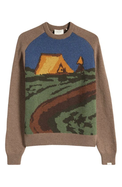 Shop Forét Camp Jacquard Sweater In Khaki