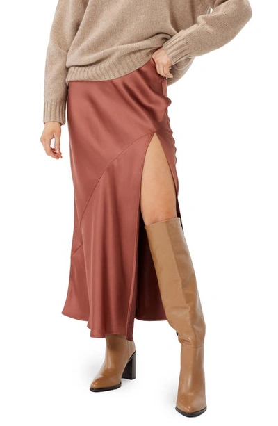 Shop Sophie Rue Manhattan Satin Maxi Skirt In Rust
