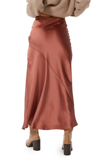 Shop Sophie Rue Manhattan Satin Maxi Skirt In Rust
