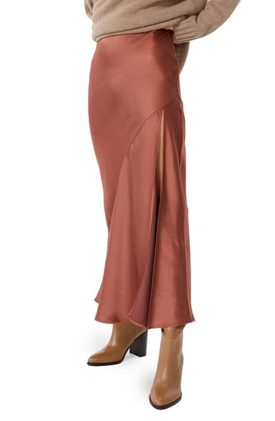 Shop Sophie Rue Manhattan Satin Maxi Skirt In Rust