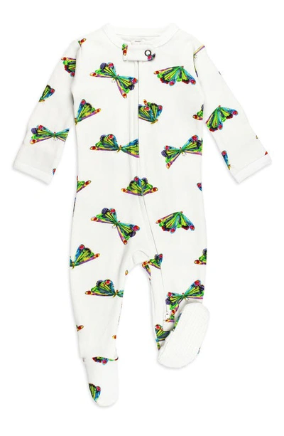 Shop L'ovedbaby X The Very Hungry Caterpillar Fitted One-piece Organic Cotton Footie Pajamas In Butterfly