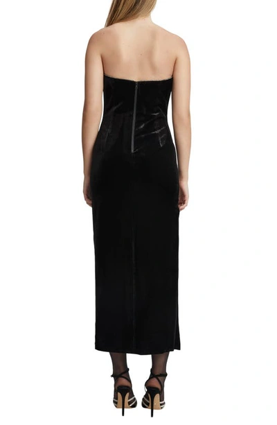 Shop Bardot Lilah Strapless Stretch Velvet Midi Dress In Black
