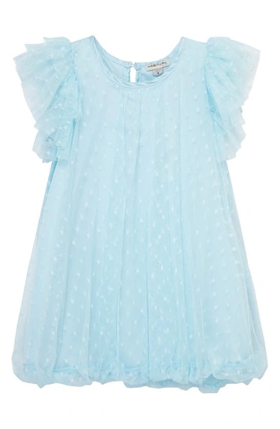 Shop Habitual Kids' Dotted Mesh Dress In Light Blue