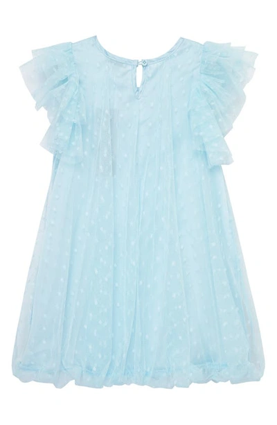 Shop Habitual Kids' Dotted Mesh Dress In Light Blue