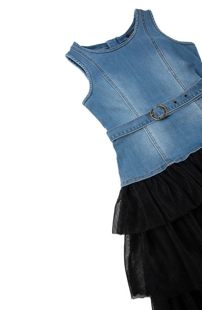 Shop Truce Kids' Denim & Tulle Tiered Dress