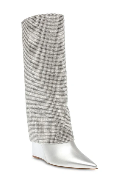 Shop Steve Madden Riski Wedge Boot In Silver