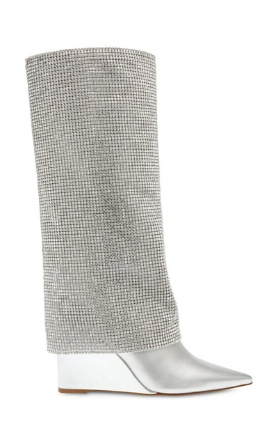 Steve Madden Riski Wedge Boot In Silver