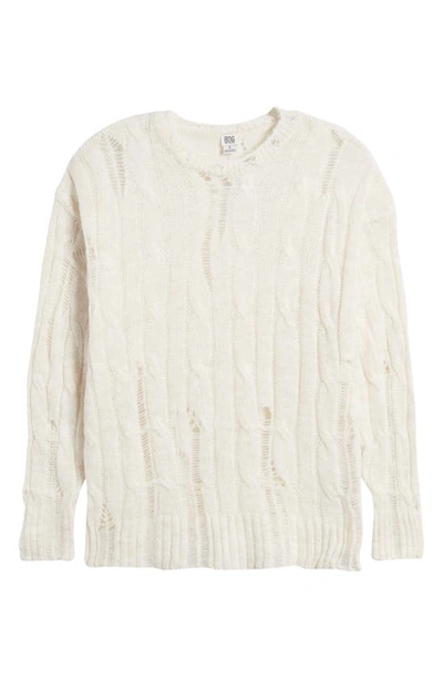 Shop Bdg Urban Outfitters Ladder Stitch Cable Crewneck Sweater In Cream