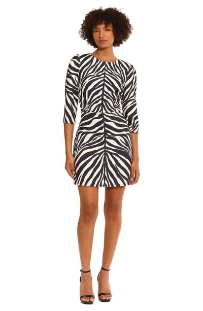 Shop Donna Morgan For Maggy Animal Print Knit Minidress In Beige/ Black