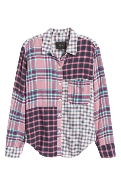 Shop Rails Lakin Mixed Plaid Button-up Shirt In Rose Agave Mixed Plaid