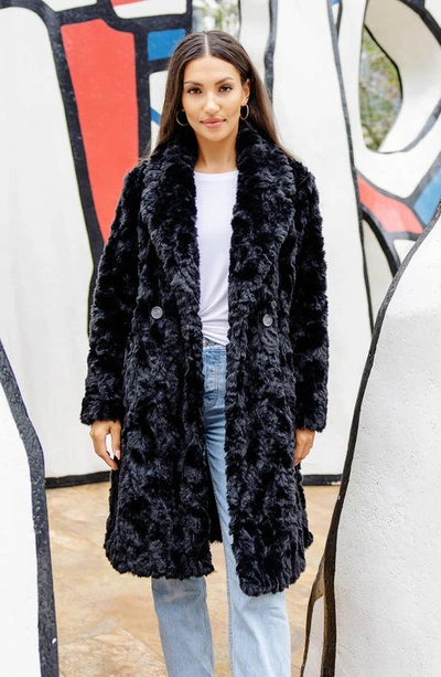 Shop Donna Salyers Fabulous-furs Everywhere Faux Fur Coat In Black Persian Lamb