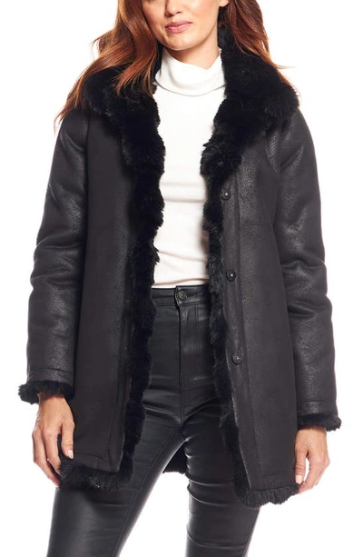 Shop Donna Salyers Fabulous-furs Rainier Reversible Faux Fur Coat In Black