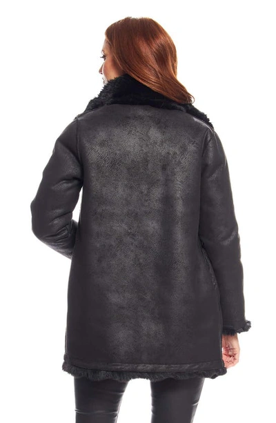 Shop Donna Salyers Fabulous-furs Donna Salyers Fabulous Furs Rainier Reversible Faux Fur Coat In Black