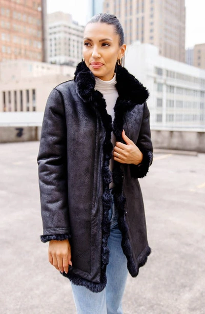 Donna Salyers Fabulous-furs Rainier Reversible Faux Fur Coat In Black