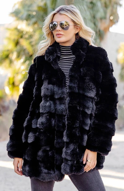 Shop Donna Salyers Fabulous-furs Donna Salyers Fabulous Furs Rainier Reversible Faux Fur Coat In Black