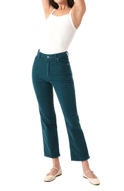 Shop Rolla's Original High Waist Stretch Corduroy Straight Leg Ankle Pants In Forest Cord