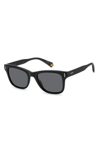 Shop Polaroid 51mm Polarized Square Sunglasses In Black/ Gray Polarized