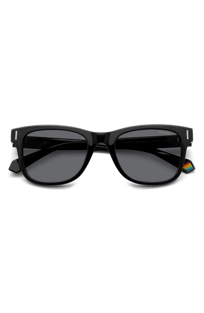 Shop Polaroid 51mm Polarized Square Sunglasses In Black/ Gray Polarized