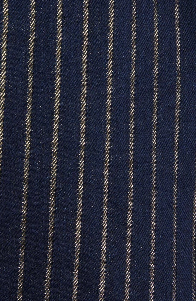 Shop Balmain Six-button Metallic Pinstripe Denim Miniskirt In Siq Blue Multi