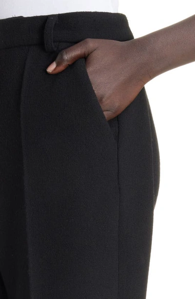 Shop Balmain Straight Leg Virgin Wool Crepe Pants In 0pa Black