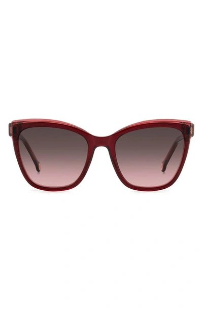 Shop Carolina Herrera 55mm Cat Eye Sunglasses In Burgundy Red/ Brown Pink Grad