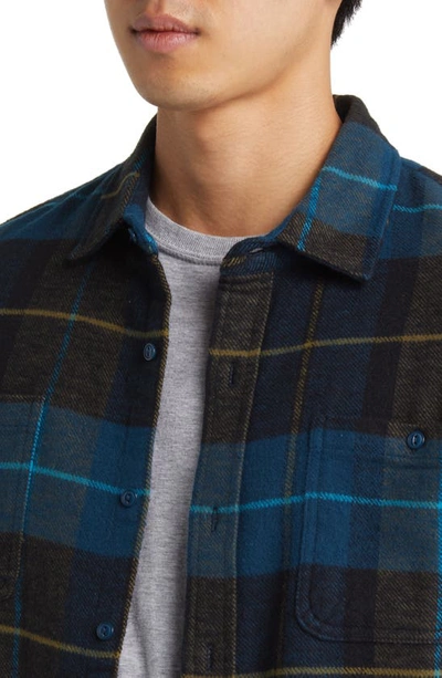 Schott Two-pocket Flannel Long Sleeve Button-up Shirt In Blue/green